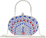 Clutch Purses for Women Evening Wedding Formal - Round Pearl Clasp Handbag - Crystal Diamond Bag
