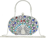 Clutch Purses for Women Evening Wedding Formal - Round Pearl Clasp Handbag - Crystal Diamond Bag