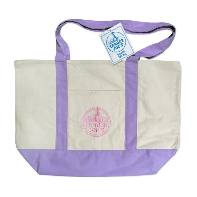 Limited Edition Trader Joe 4 Spring Pastel Mini Canvas tote Bags and 1 Large