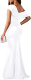 Women's Elegant Sleeveless Off Shoulder Bodycon Long Formal Party Evening Dress