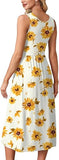 Summer Dresses for Women Flowy Casual Midi Dress Beach Vacation Sundresses with Pockets