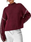 Women's Chunky Knit Sweaters  Fall Long Sleeve Mock Neck Oversized Pullover Tops Winter Fashion Clothes