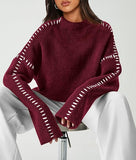 Women's Chunky Knit Sweaters  Fall Long Sleeve Mock Neck Oversized Pullover Tops Winter Fashion Clothes