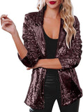Blazer for Women Shimmer Jacket Casual Long Sleeve Glitter Party Shiny Lapel Coat Rave Lightweight Blazer Coat(S-3XL)