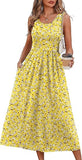 Summer Dresses for Women Flowy Casual Midi Dress Beach Vacation Sundresses with Pockets