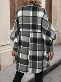 Plaid Print Batwing Sleeve Open Front Coat