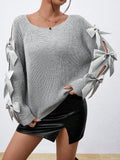 Butterfly Bow Decorated Drop Shoulder Sweater