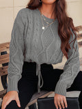 Frenchy Cable Knit Drawstring Detail Sweater