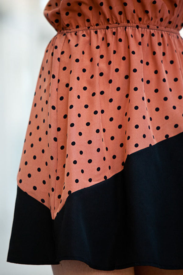 Polka Dot and Black Cut Out Dress