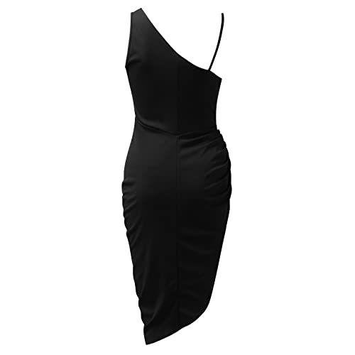 Sequin Evening Dress for Women Elegant Ruched Irregular Hem Party Dresses Tie Wa