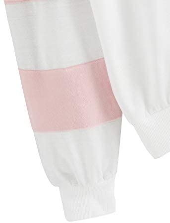 Women's Contrast Colorblock Long Sleeve Pullover Top Crewneck Sweatshirts