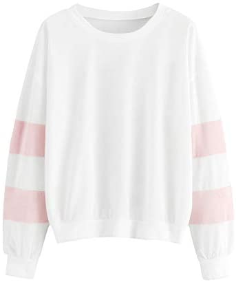 Women's Contrast Colorblock Long Sleeve Pullover Top Crewneck Sweatshirts