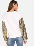 SHEIN Sequin Contrast Eye Print Pullover