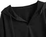 Women's Casual Long Sleeve Hoodies Pullover V Neck Crop Sweatshirt Black