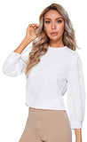 Women's 3/4 Long Sleeve Casual Office Blouse for Work Round Neck Top Plain Shirt