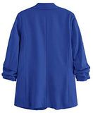 Women's Shawl Collar 3/4 Ruched Sleeve Open Front Blazer Jacket