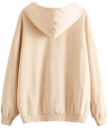 Women's Letter Graphic Print Pocket Drawstring Hoodie Sweatshirt