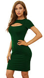 Women's Sexy Cutout Front Short Sleeveless Bodycon Dress Fit Stretchy Party Club Mini Dress(Large,Neon Green)