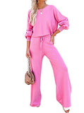 Pink Queen Women's 2 Piece Jogger Set Oversized Crop Sweater Top High Waist Long Pants Tracksuit Loungewear Green XL