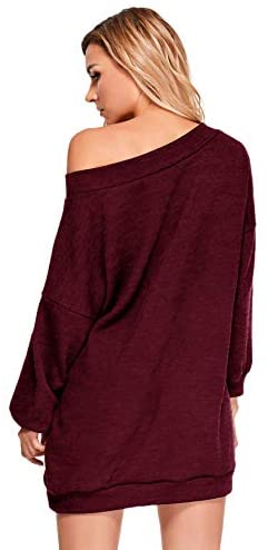 Women's Long Sleeve Oversized Off Shoulder Knit Mini Sweater Dress