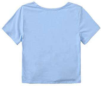 Women's V Neck Short Sleeve Drawstring Front Solid Crop Tops