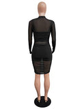 Women Sexy Bodycon Dresses See-Through Sheer Mesh Ruched Bodycon Party Club Night Dress 3 Piece Outfits with Vest Shorts