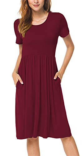 Women Summer Casual Short Sleeve Dresses Empire Waist Dress with Pocke Divahotcouture Women Summer Casual Short Sleeve Dresses Empire Waist Dress with Pocke Divahotcouture
