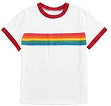Women's Summer Rainbow Print Short Sleeve Casual Tops Shirts Tee