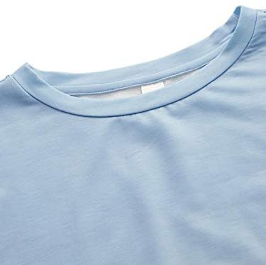 Women's Casual Tie Dye Long Sleeve Scalloped Hem Crop Tops Sweatshirt Blue and White M