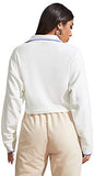 Women's Casual Quarter Zip Lapel Long Sleeve Crop Sweatshirt Pullover