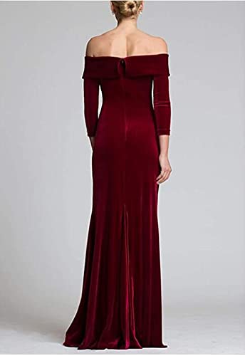 Burgundy Formal Dress for Women Long Sleeve Velvet Maxi Dresses Plus Size Evening Gown for Party SP106,22Plus