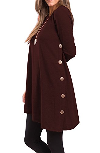 Fall Dresses for Women 2022 Long Sleeve Sweater Dress for Women 2022 Button Side Pullover Sweater Womens Winter Sweatshirt for Women Outfits dresses