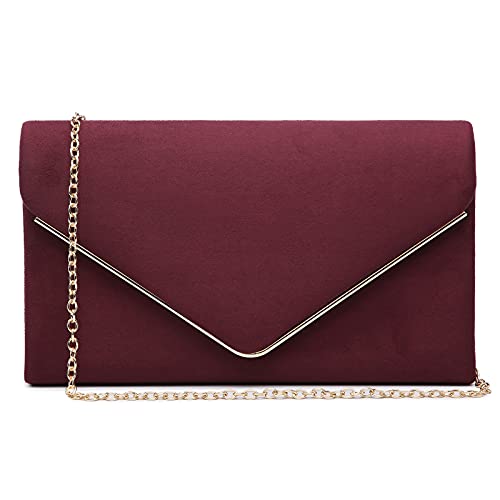 Ladies' Velvet Evening Clutch Handbag Formal Party Clutch For Women With Chain Strap (Rose)