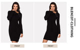 Womens Cute Asymmetric Neck Long Sleeve Solid Slim Fit Bodycon Knit Sweater Dress Jumper Apricot Large