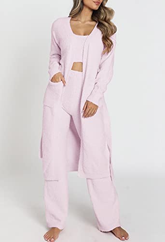 Womens Fuzzy Sherpa Fleece Pajamas Set Long Sleeve Hoodies Pajama
