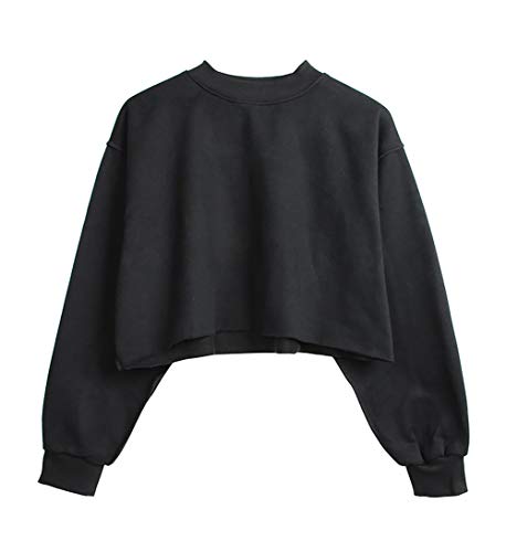 Women Pullover Cropped Hoodies Long Sleeves Sweatshirts Casual Crop Tops for Fall Winter ( Apricot)