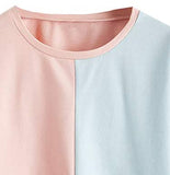 Women's Casual Colorblock Crew Neck Long Sleeve Crop Pullover Sweatshirts Tops