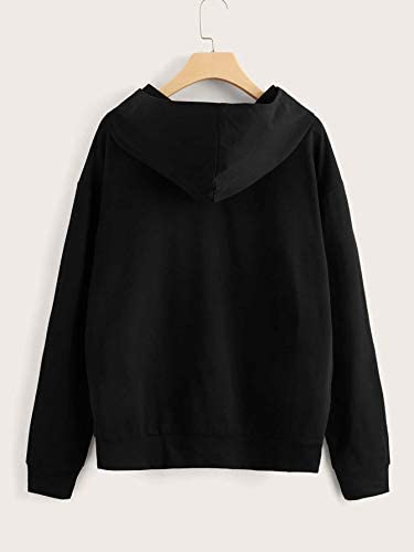 Women's Casual Long Sleeve Hoodies Star Embroidery Drawstring Kangaroo Pocket Sweatshirt