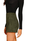 Women's High Waist Faux Suede Double Zipper Front Bodycon Mini Skirt A Brown L