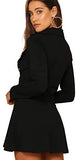 Women's Long Sleeve Zipper Up Button Front Elegant Solid Blazer Mini Dress