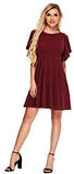 Women's Stretchy A Line Swing Flared Skater Cocktail Party Dress Burgundy Glitter XXL