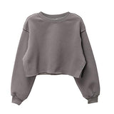 Women Pullover Cropped Hoodies Long Sleeves Sweatshirts Casual Crop Tops for Fall Winter ( Apricot)