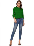 Women's 3/4 Long Sleeve Casual Office Blouse for Work Round Neck Top Plain Shirt