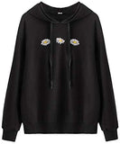 Women's Casual Floral Print Sweatshirt Drawstring Hoodie Pullover