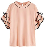 Women's Short Sleeve Casual Ruffle Blouse Shirt Top