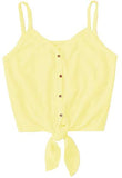 Women's Button Up Sleeveless Tie Front Knot Casual Loose Tee T-Shirt Crop Top
