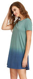 Women's Tunic Swing T-Shirt Dress Short Sleeve Tie Dye Ombre Dress