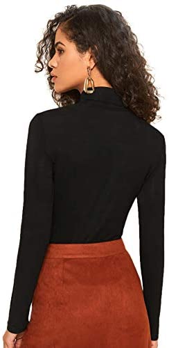 Women's Long Sleeve Stand Collar Slim Fit Pullover Tee Top T-Shirt T-Shirt