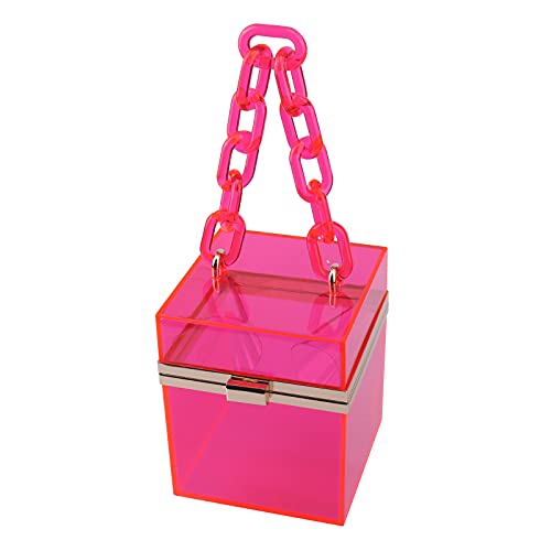 Premium Transparent Clear Acrylic Hard Box Clutch Bag Handbag, Women's, Size: One size, Gold