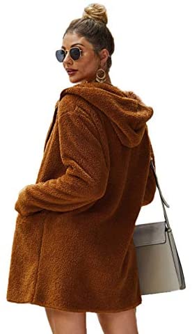 Women's Fauxs Fur Hooded Teddy Coat Long Sleeve Jacket Outwear